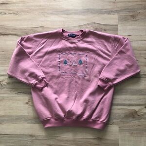 Vintage Pink Cottagecore Crew Neck Sweater Peasant